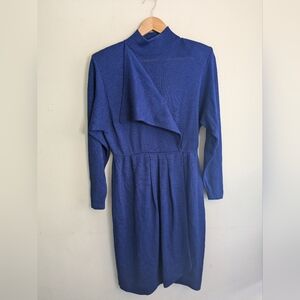 St. John Blue Santana Knit Dress Size 10 Vintage
